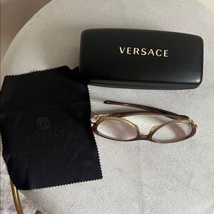 Versace Women's Brown and Gold Designer Eyeglasses